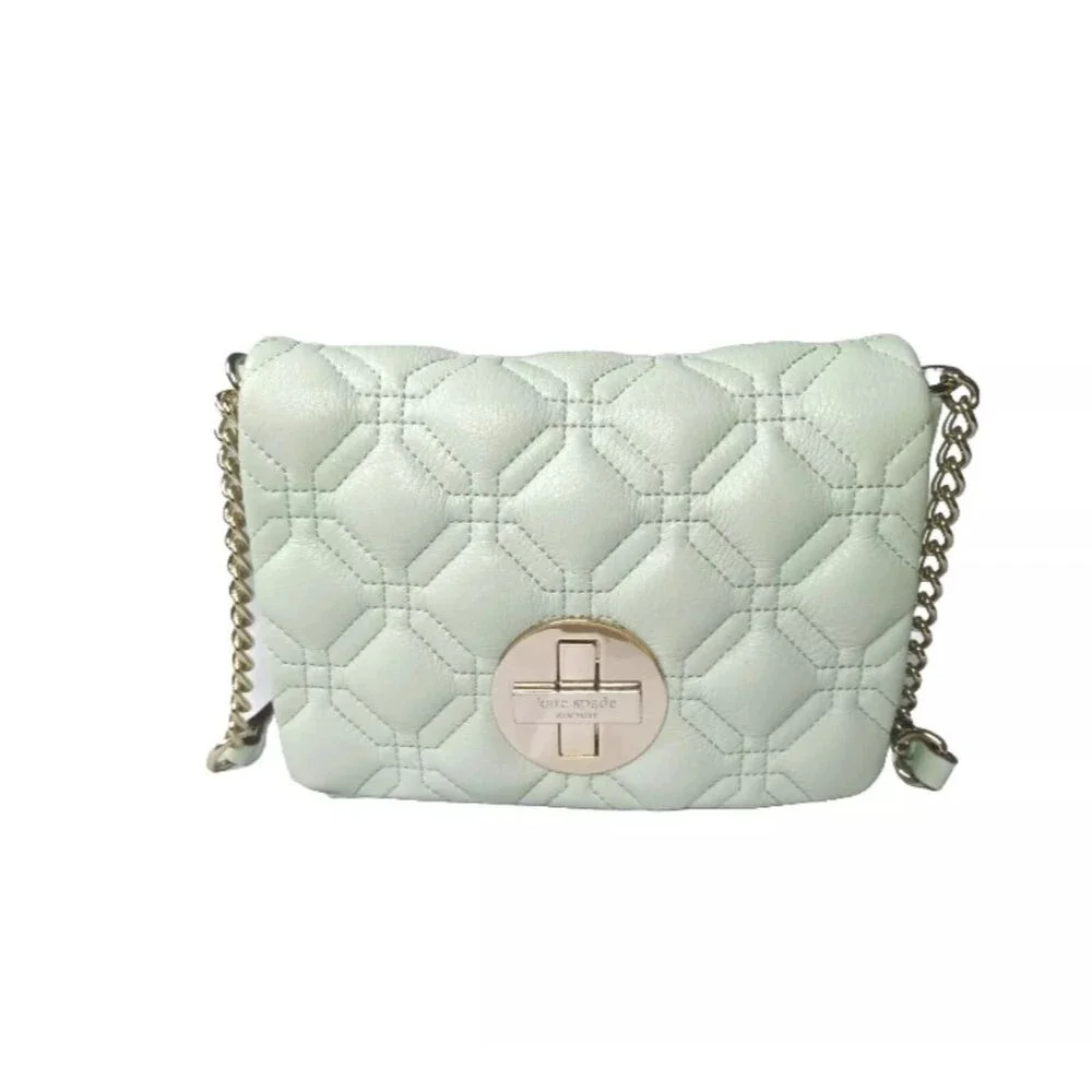 Kate Spade Astor Court Naomi Quilted  Leather Crossbody Bag Mint Green MSRP $228